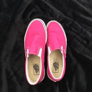 Hot pink slip on vans size 10